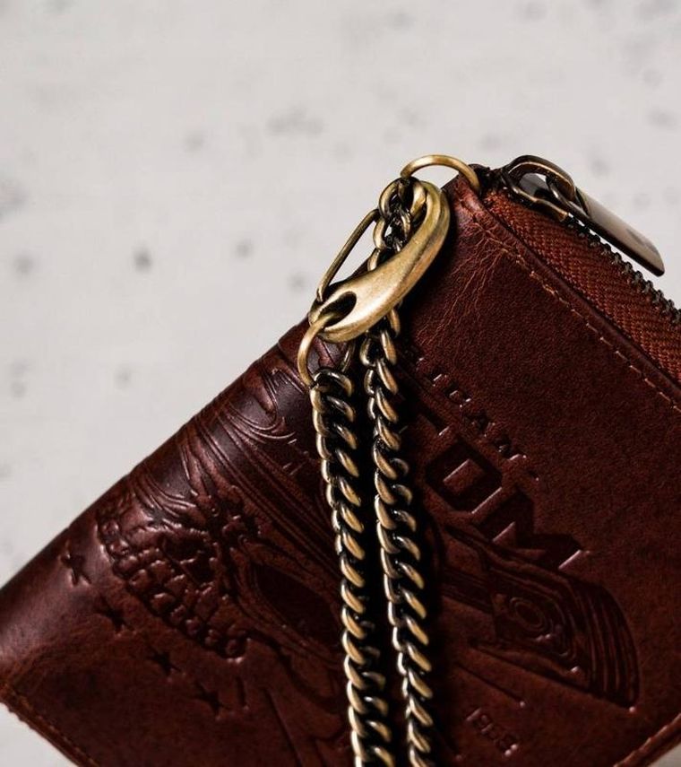 Portfel, brązowy, skórzany, Peterson