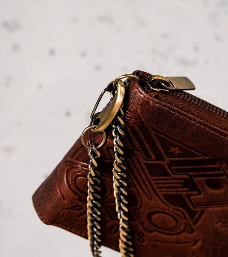 Portfel, brązowy, skórzany, Peterson