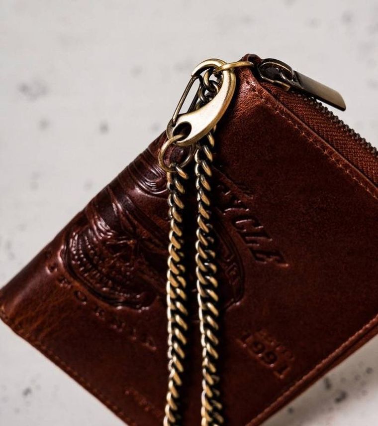 Portfel, brązowy, skórzany, Peterson