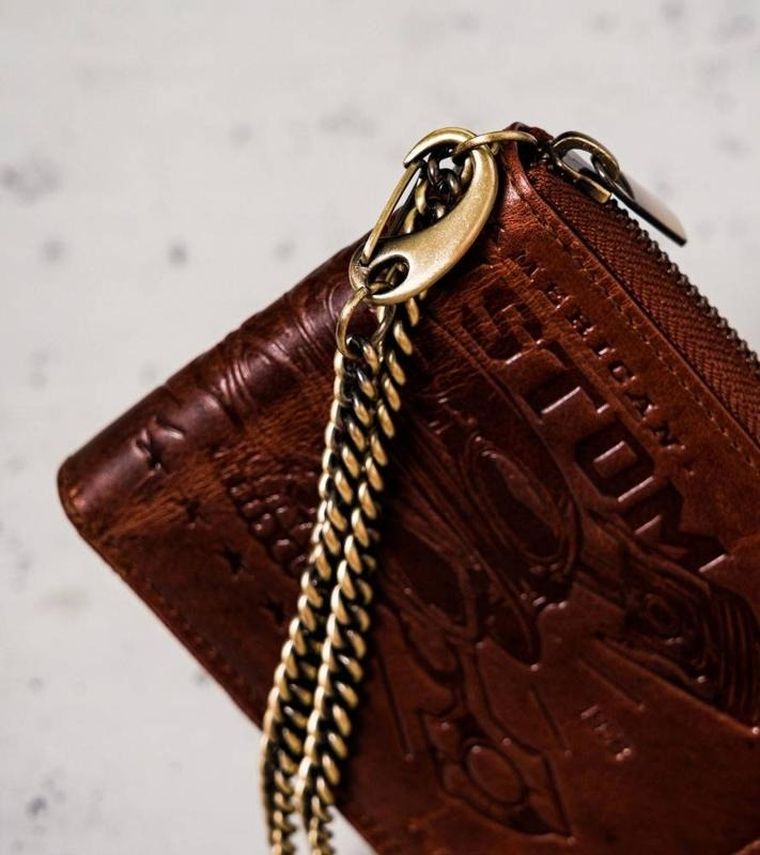 Portfel, brązowy, skórzany, Peterson