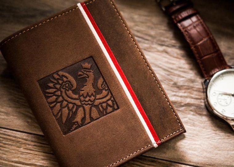 Portfel, brązowy, skórzany, Peterson