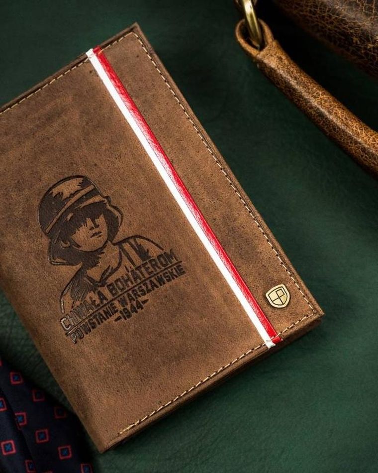 Portfel, brązowy, skórzany, Peterson