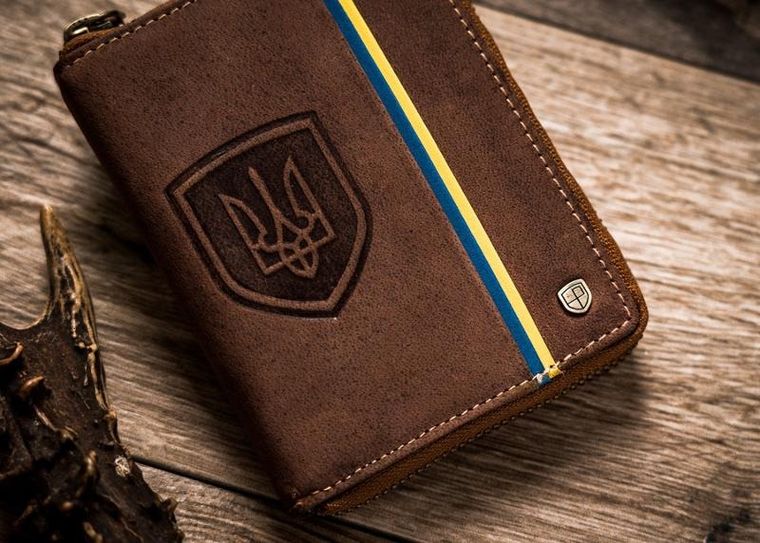 Portfel, brązowy, skórzany, Peterson