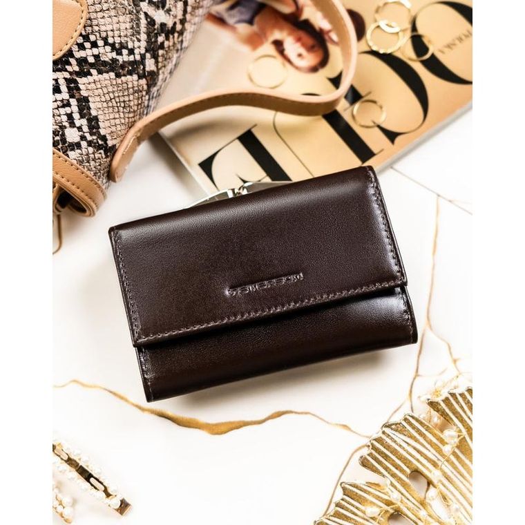 Portfel, brązowy, skórzany, Peterson