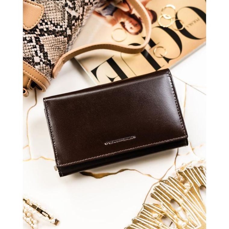 Portfel, brązowy, skórzany, Peterson