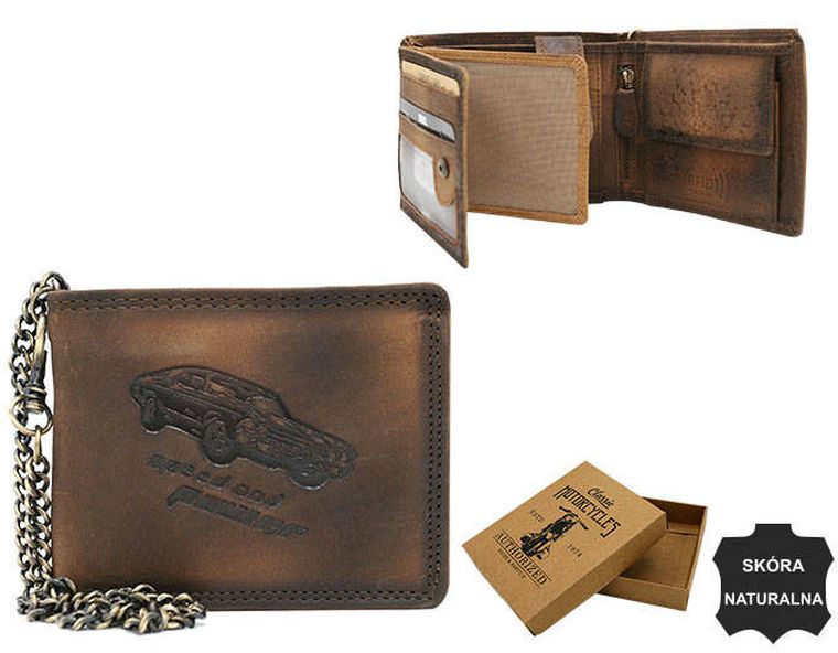 Portfel, brązowy, skórzany, RFID