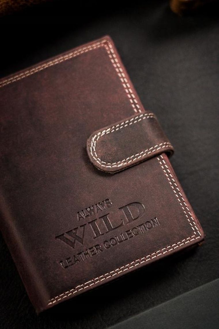 Portfel, brązowy, skórzany, RFID, Always Wild