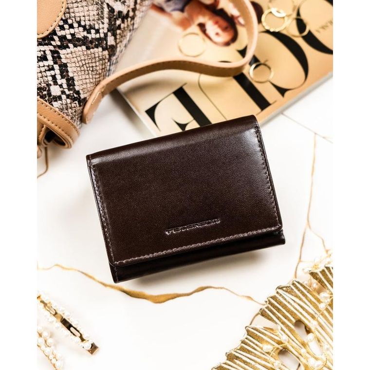 Portfel, brązowy, skórzany, RFID, Peterson