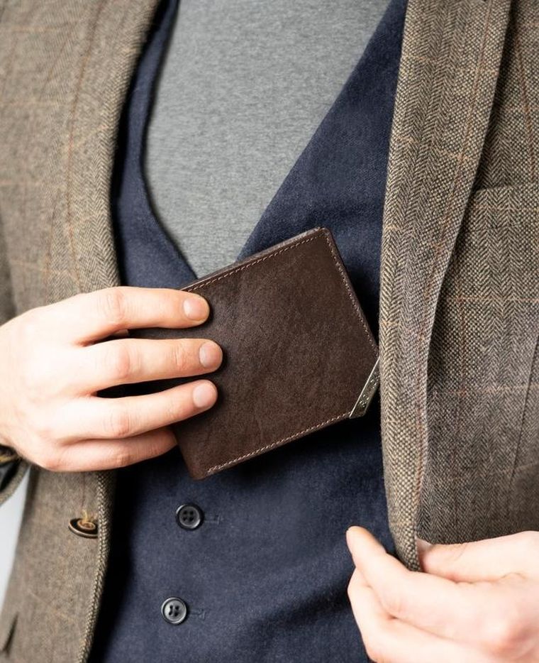 Portfel, brązowy, skórzany, RFID, Rovicky