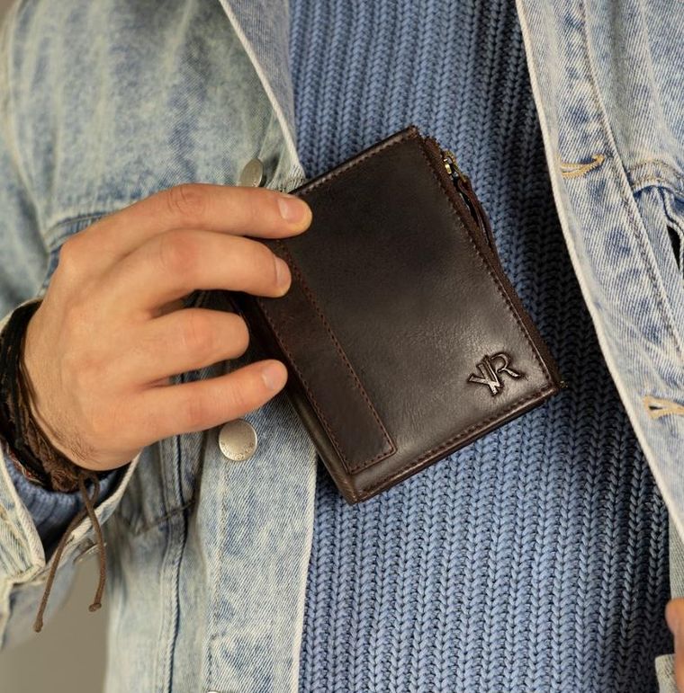 Portfel, brązowy, skórzany, RFID, Rovicky