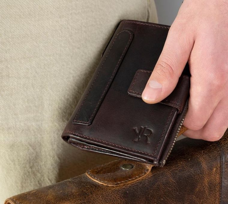 Portfel, brązowy, skórzany, RFID, Rovicky