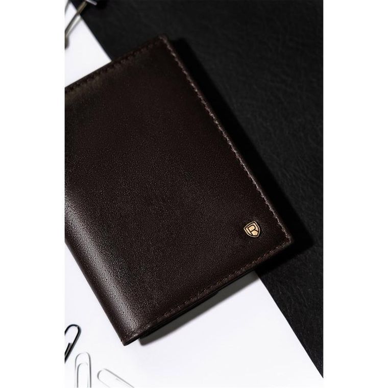 Portfel, brązowy, skórzany, RFID, Rovicky