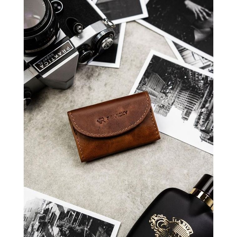 Portfel, brązowy, skórzany, RFID, Rovicky