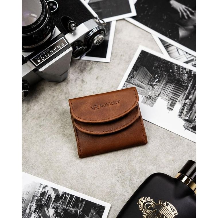 Portfel, brązowy, skórzany, Rovicky