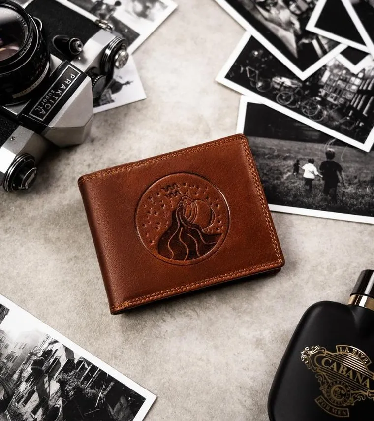 Portfel, brązowy, skórzany, wodnik, Peterson