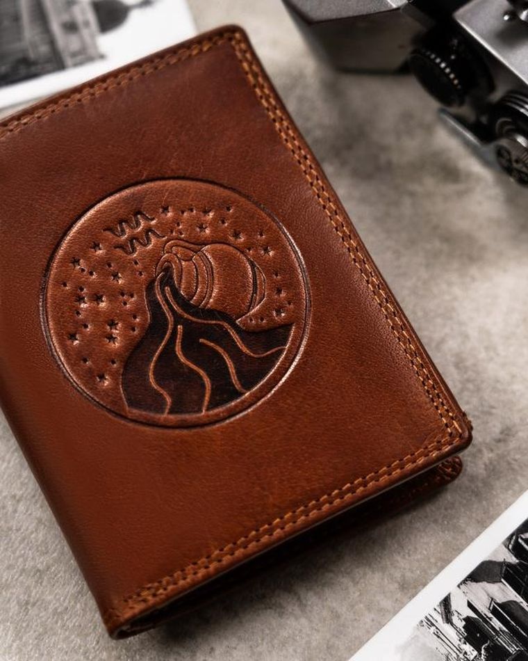 Portfel, brązowy, skórzany, wodnik, Peterson