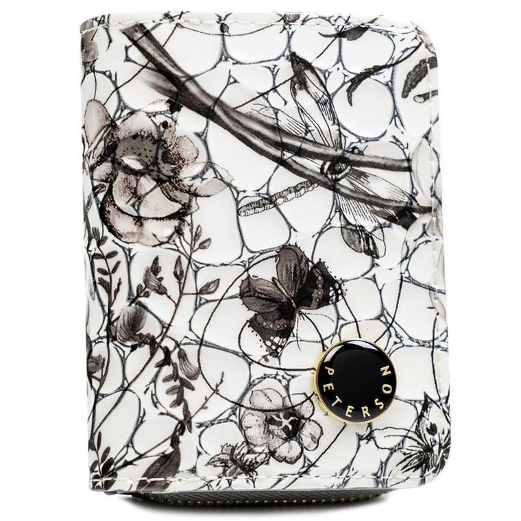 Portfel, czarno-biały, skórzany, Peterson