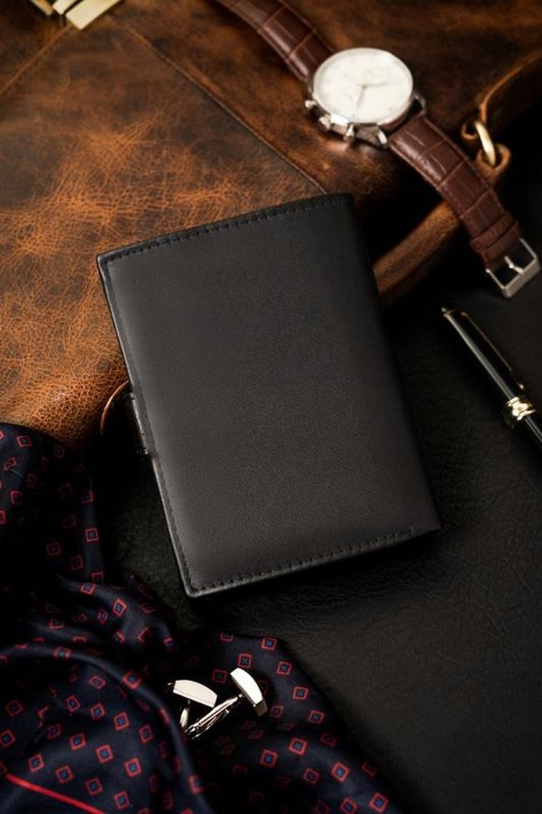 Portfel, czarny, skóra ekologiczna, 4U Cavaldi