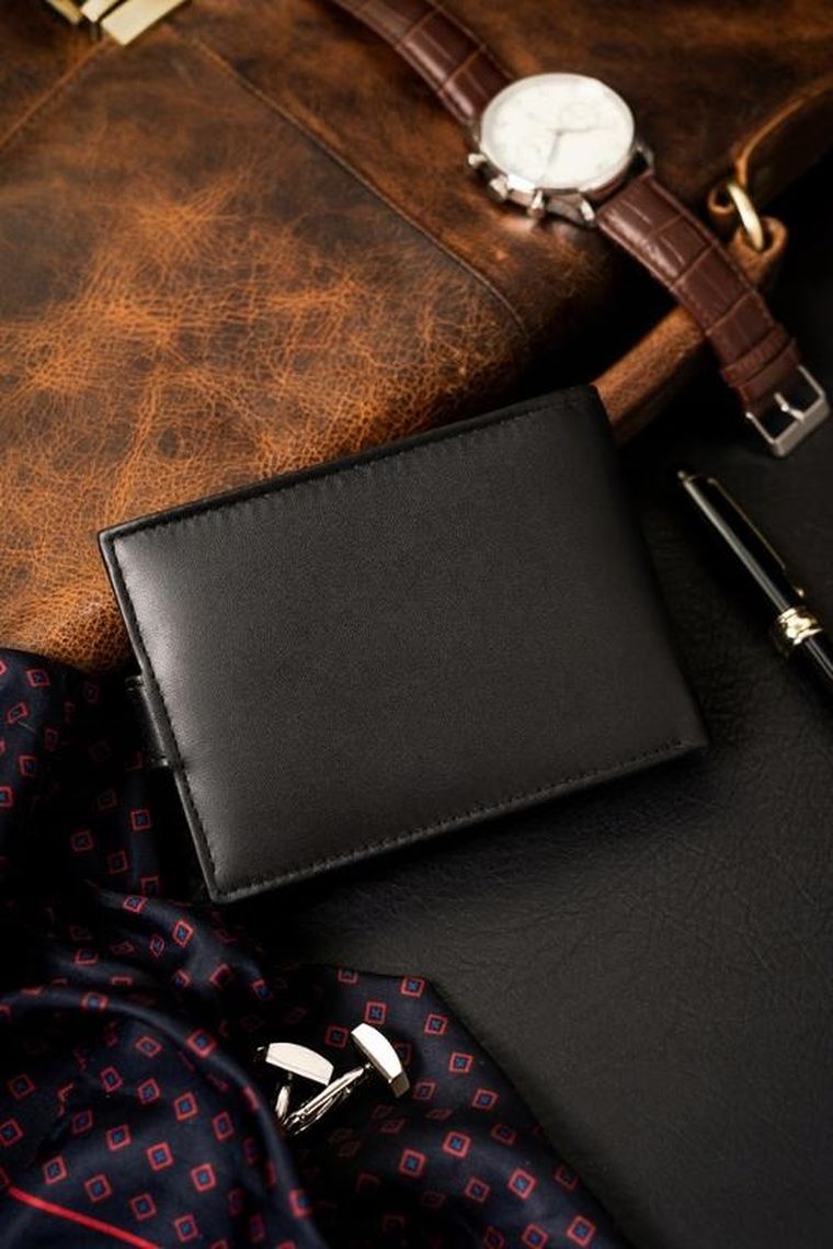 Portfel, czarny, skóra ekologiczna, 4U Cavaldi