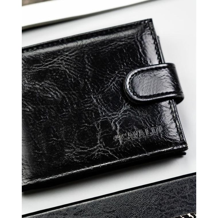 Portfel, czarny, skóra ekologiczna, 4U Cavaldi