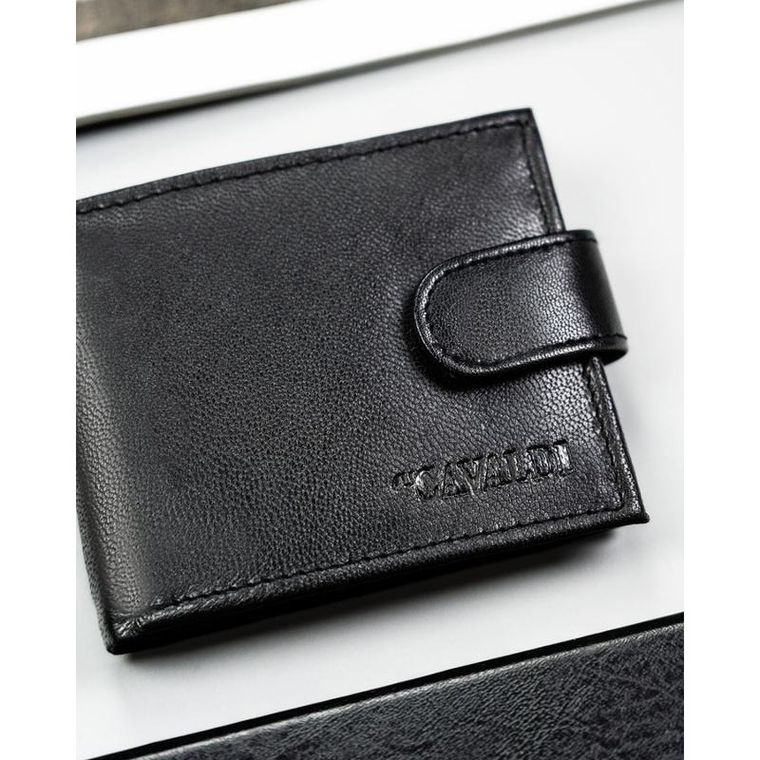 Portfel, czarny, skóra ekologiczna, 4U Cavaldi