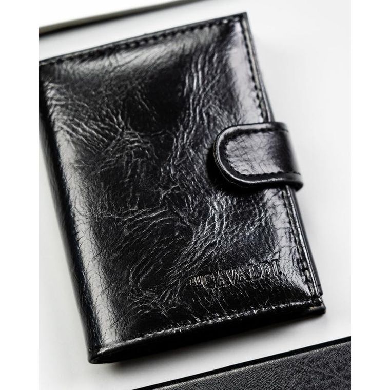 Portfel, czarny, skóra ekologiczna, 4U Cavaldi