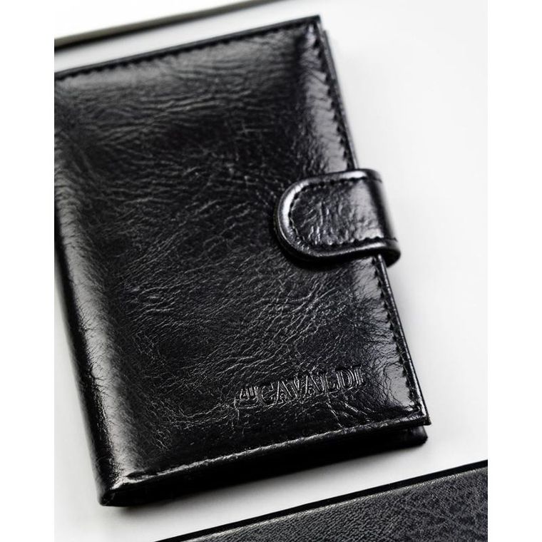 Portfel, czarny, skóra ekologiczna, 4U Cavaldi