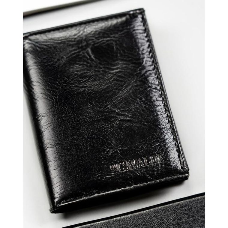 Portfel, czarny, skóra ekologiczna, 4U Cavaldi