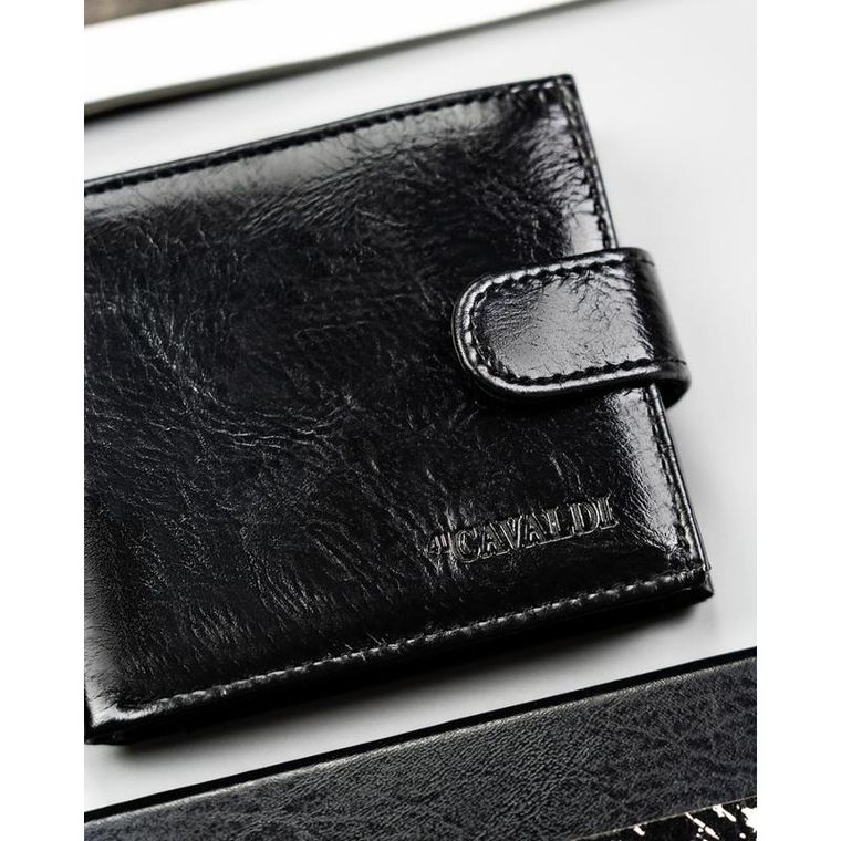 Portfel, czarny, skóra ekologiczna, 4U Cavaldi