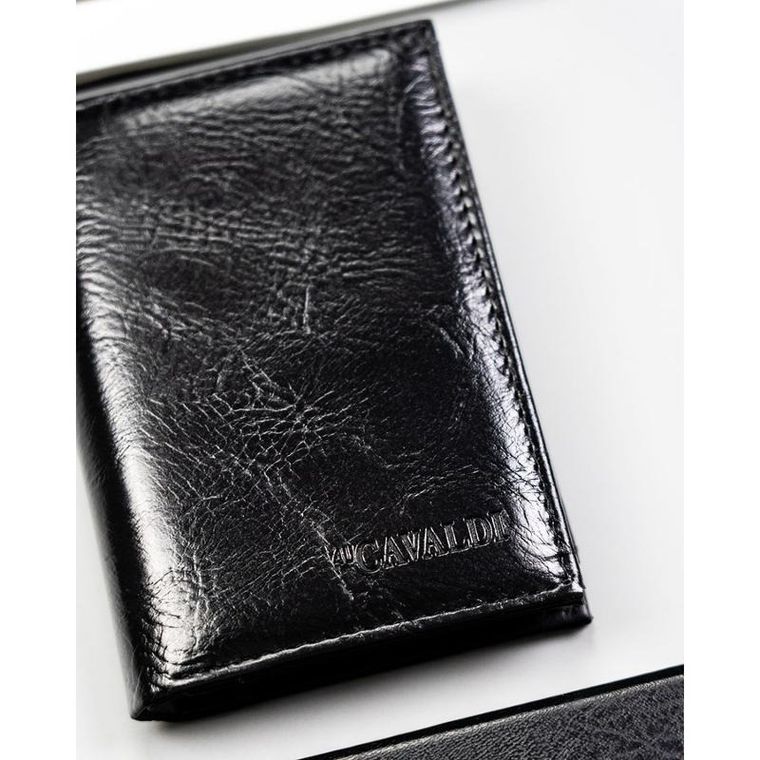 Portfel, czarny, skóra ekologiczna, 4U Cavaldi
