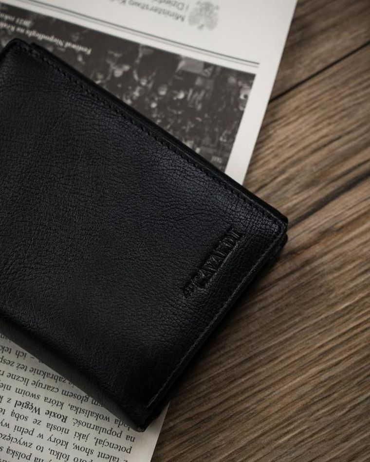 Portfel, czarny, skóra ekologiczna, Cavaldi