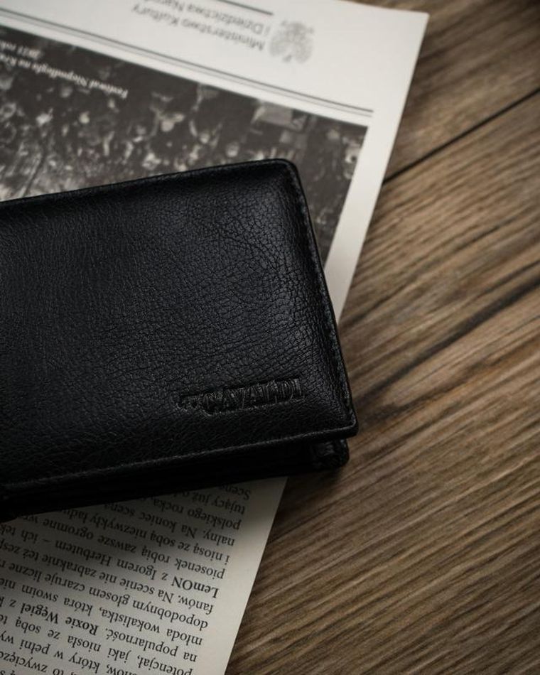 Portfel, czarny, skóra ekologiczna, Cavaldi