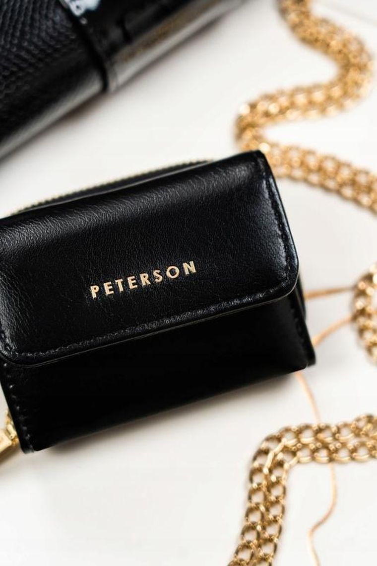 Portfel, czarny, skóra ekologiczna, Peterson