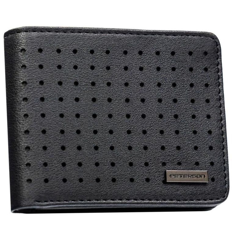 Portfel, czarny, skóra ekologiczna, Peterson