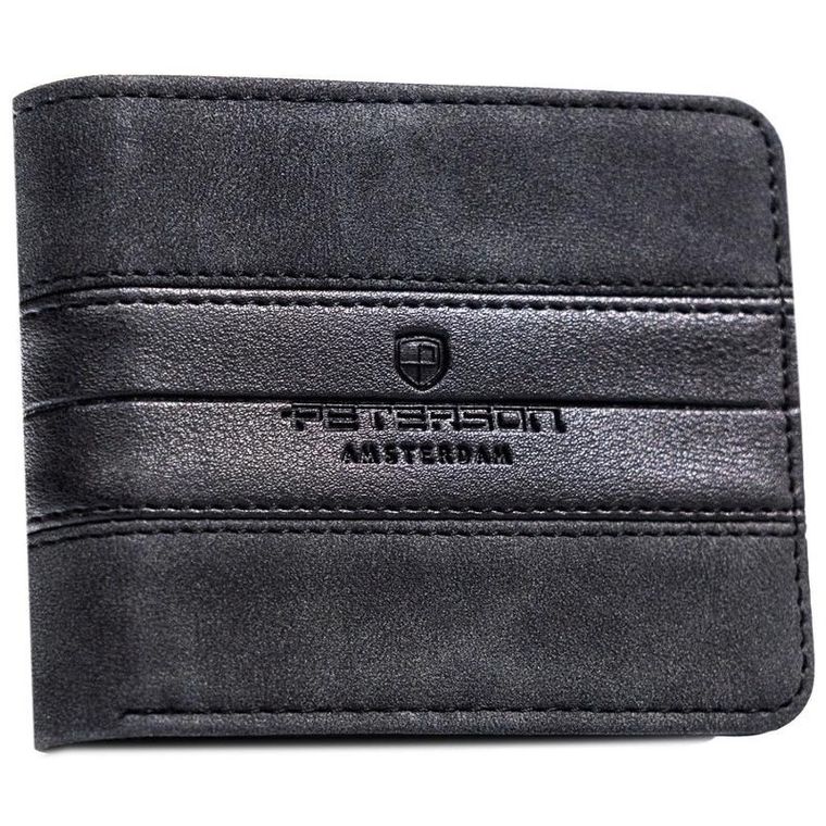 Portfel, czarny, skóra ekologiczna, Peterson