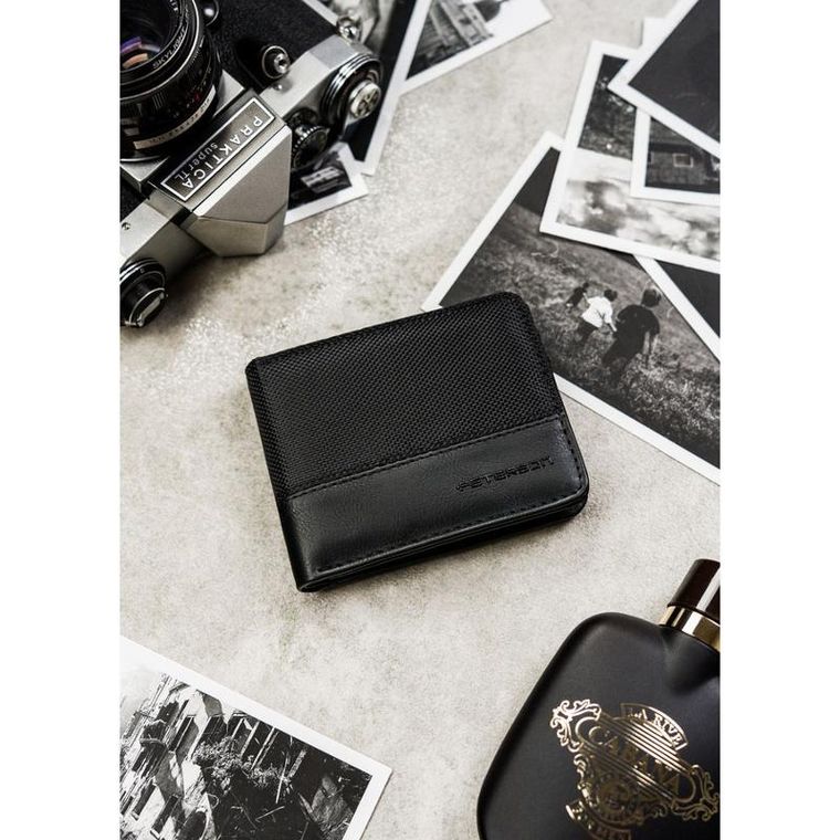 Portfel, czarny, skóra ekologiczna, Peterson