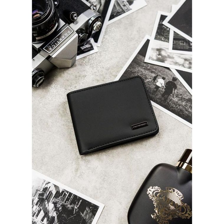 Portfel, czarny, skóra ekologiczna, Peterson