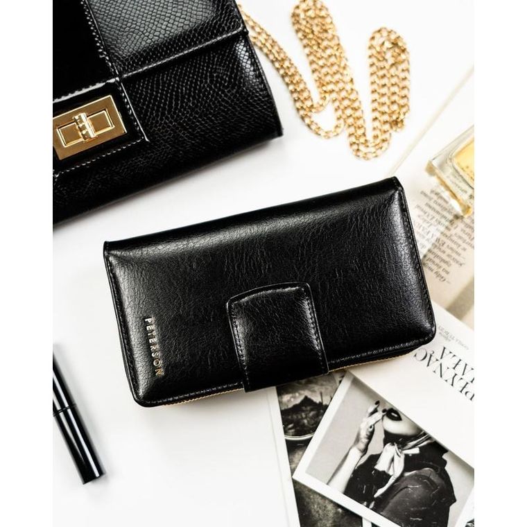 Portfel, czarny, skóra ekologiczna, Peterson