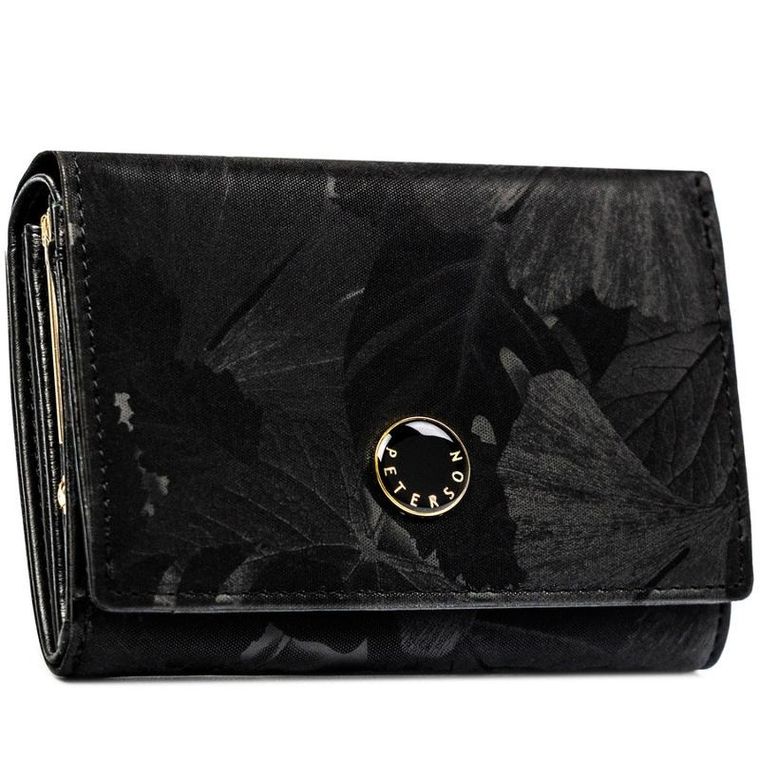 Portfel, czarny, skóra ekologiczna, Peterson