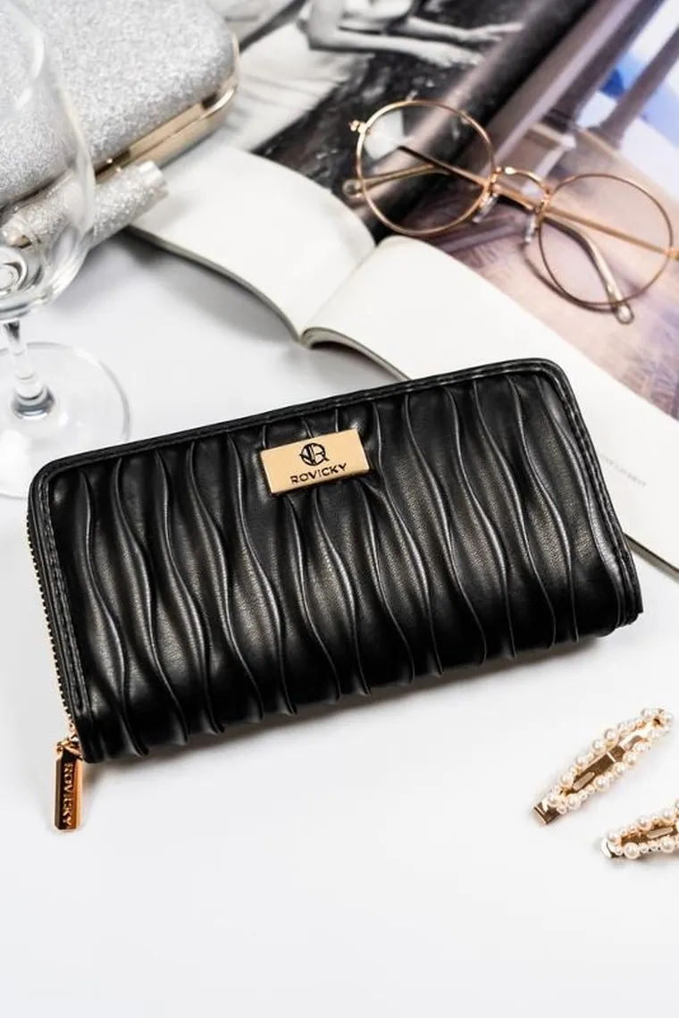 Portfel, czarny, skóra ekologiczna, Rovicky