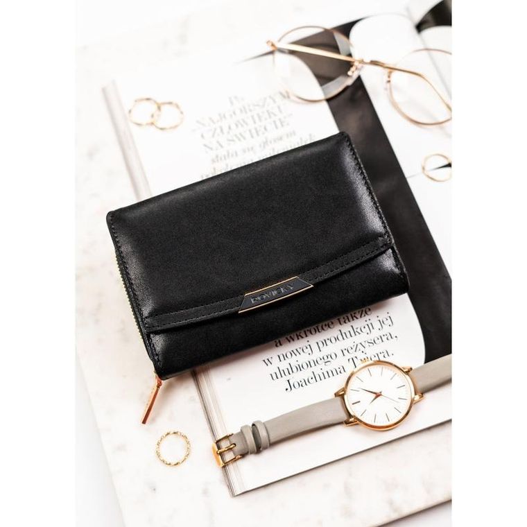 Portfel, czarny, skóra ekologiczna, Rovicky