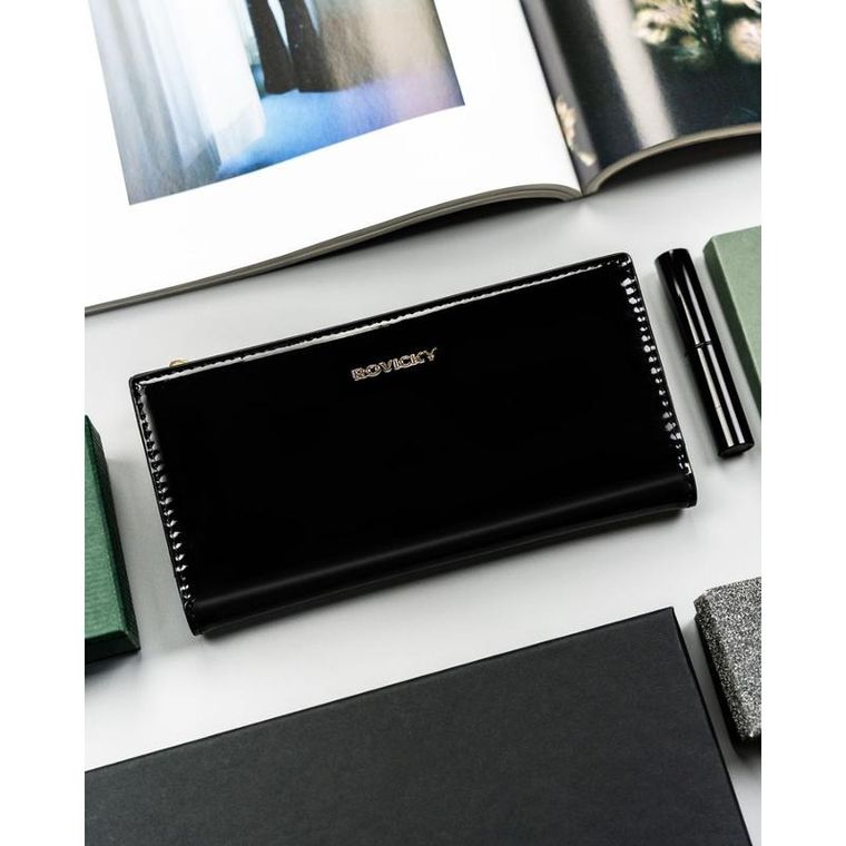 Portfel, czarny, skóra ekologiczna, Rovicky
