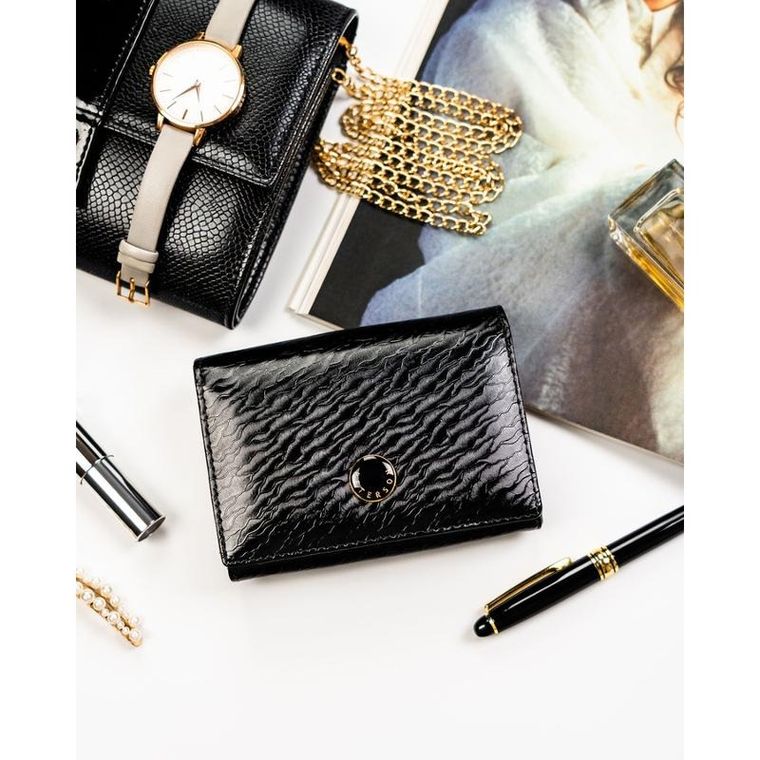 Portfel, czarny, skóra naturalna i ekologiczna, Peterson