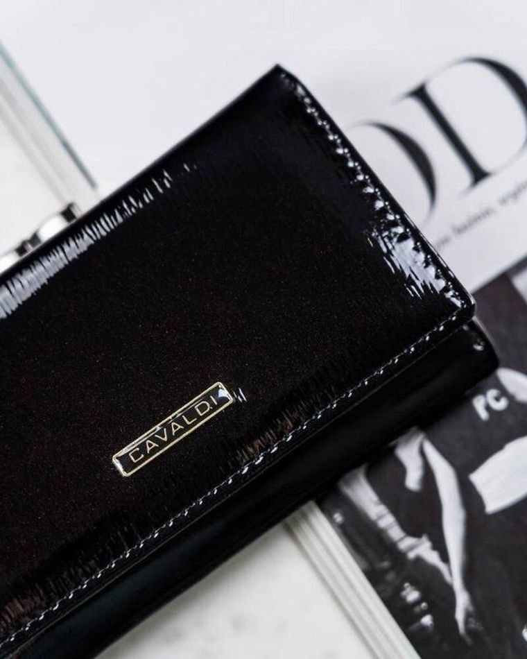 Portfel, czarny, skórzany, 4U Cavaldi