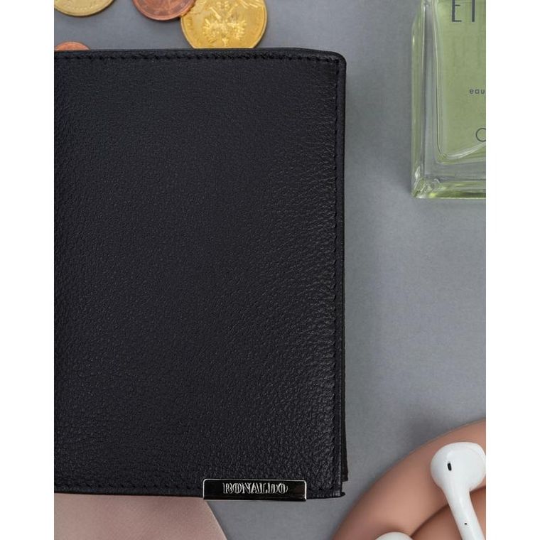 Portfel, czarny, skórzany, 4U Cavaldi