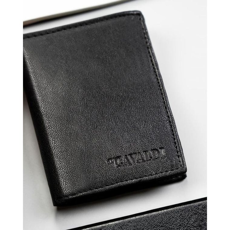 Portfel, czarny, skórzany, 4U Cavaldi