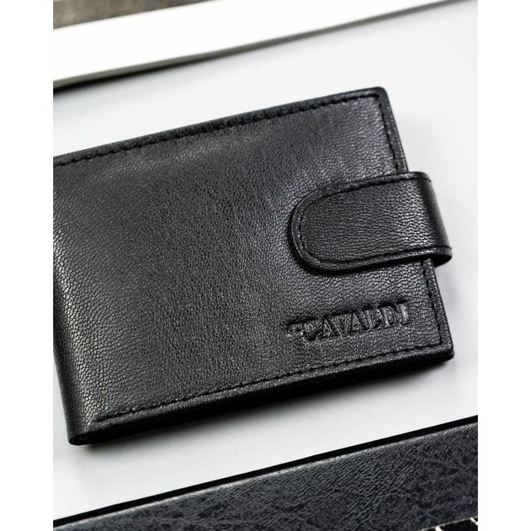 Portfel, czarny, skórzany, 4U Cavaldi