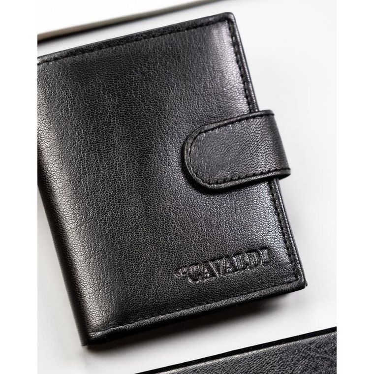 Portfel, czarny, skórzany, 4U Cavaldi