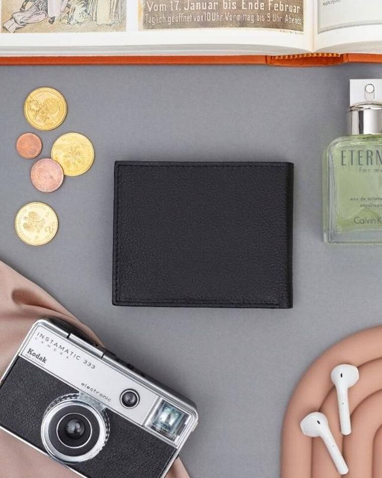 Portfel, czarny, skórzany, Cavaldi