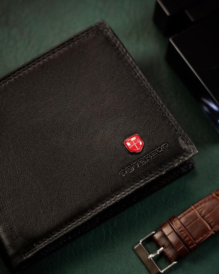 Portfel, czarny, skórzany, Peterson